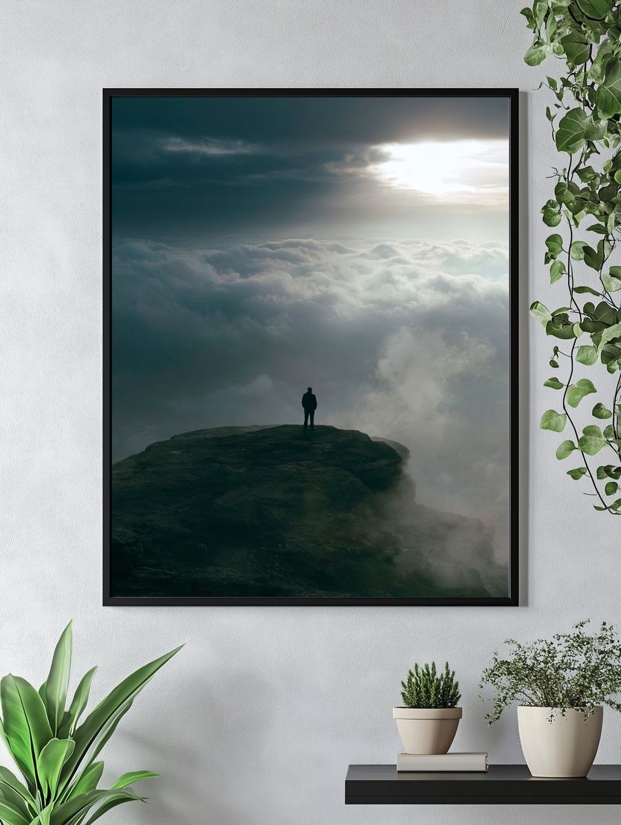 Cliff Above the Clouds Photography Poster. — room view 4