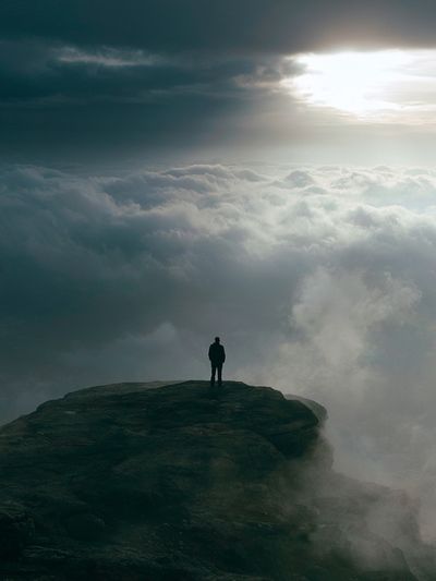 Cliff Above the Clouds Photography Poster. poster