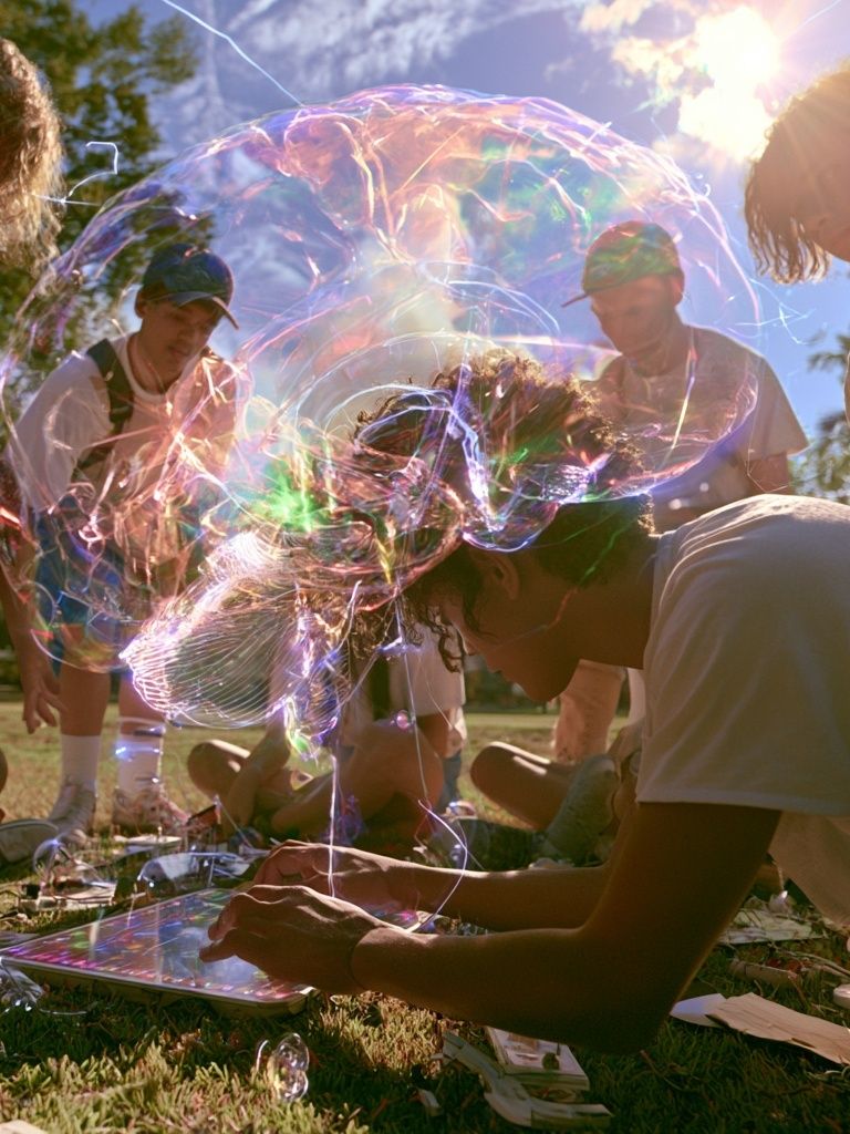Sunlit Bubble Gathering Photography Poster. poster — photography art