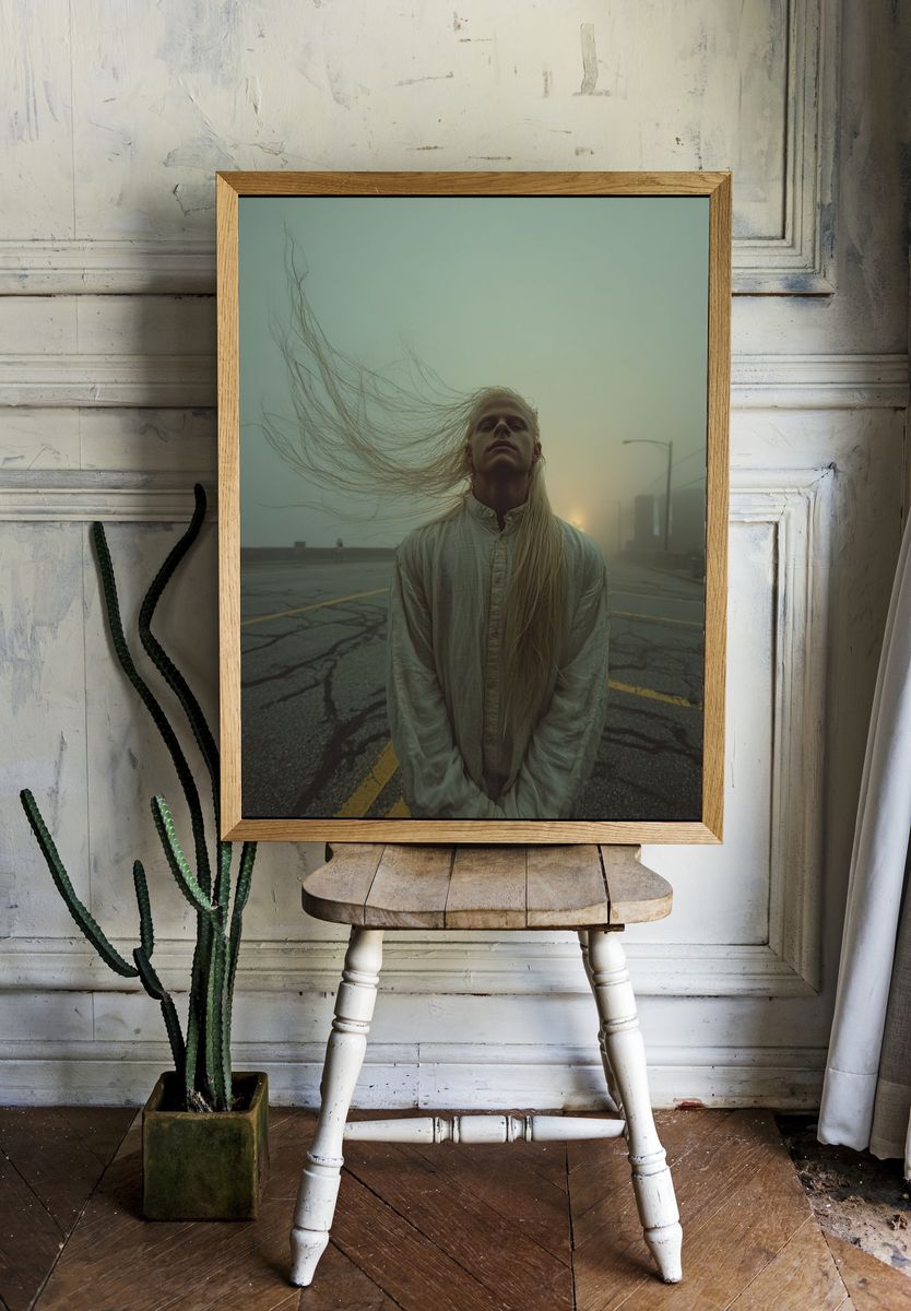 Foggy Road Portrait Photography Poster. — room view 1