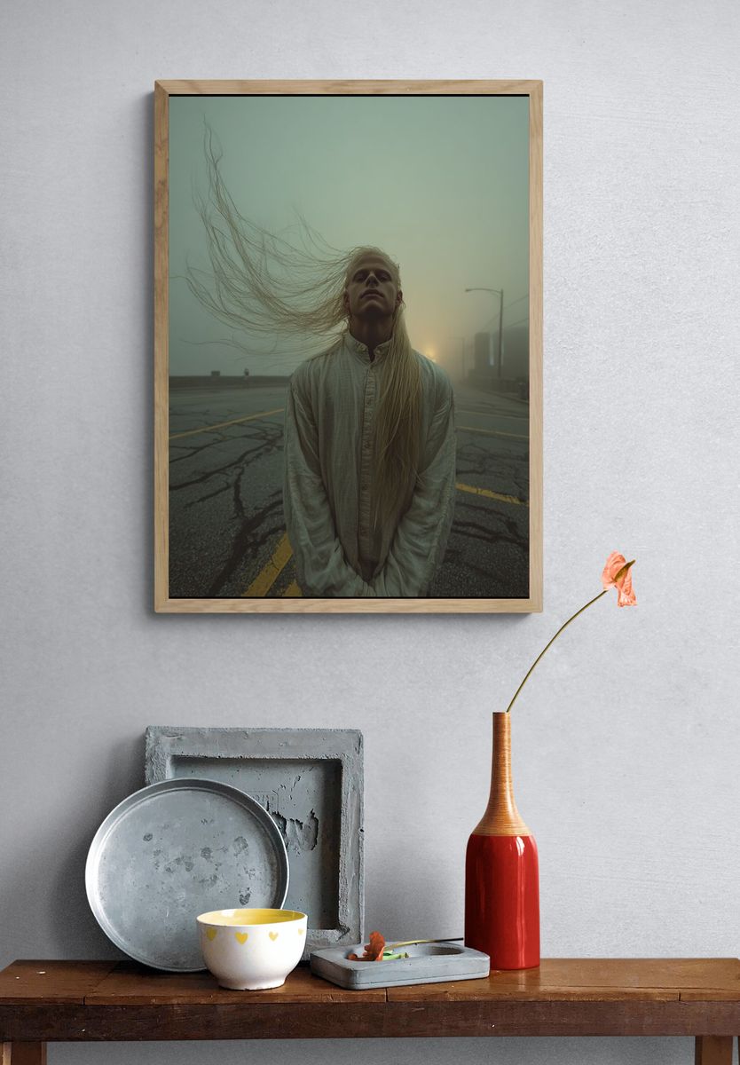 Foggy Road Portrait Photography Poster. — room view 3
