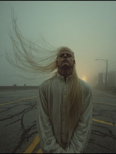 Foggy Road Portrait Photography Poster.