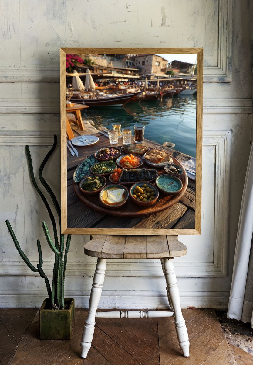 Harbor Mezze Table Photography Poster. — room view 1