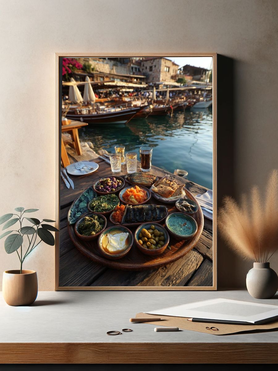 Harbor Mezze Table Photography Poster. — room view 2