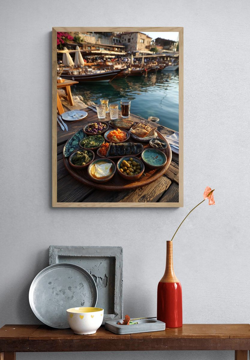 Harbor Mezze Table Photography Poster. — room view 3