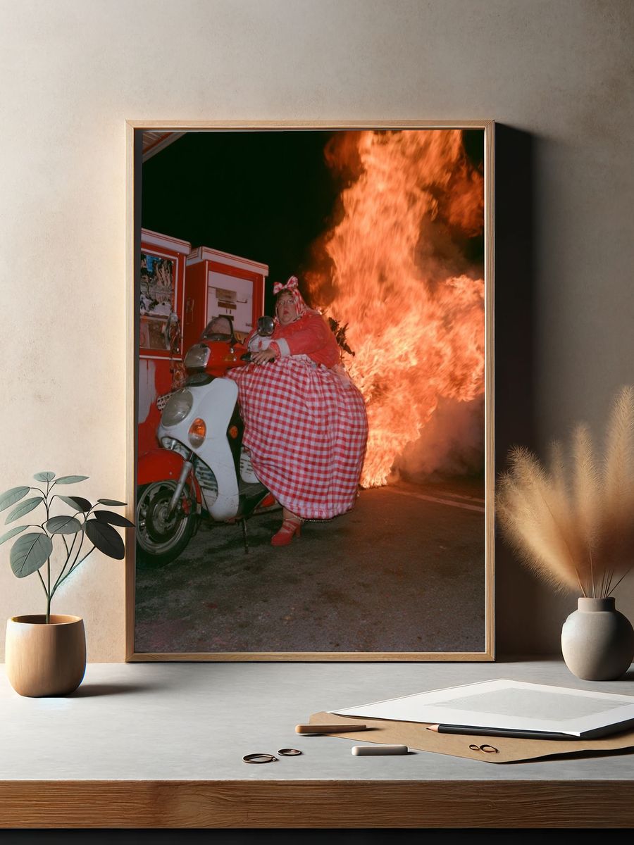 Firelight Scooter Portrait Print. — room view 2