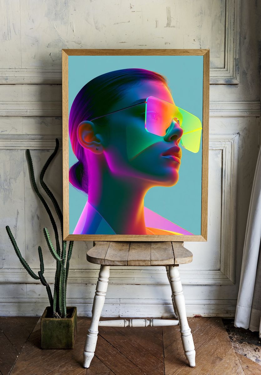 Neon Portrait Fashion Print. — room view 1