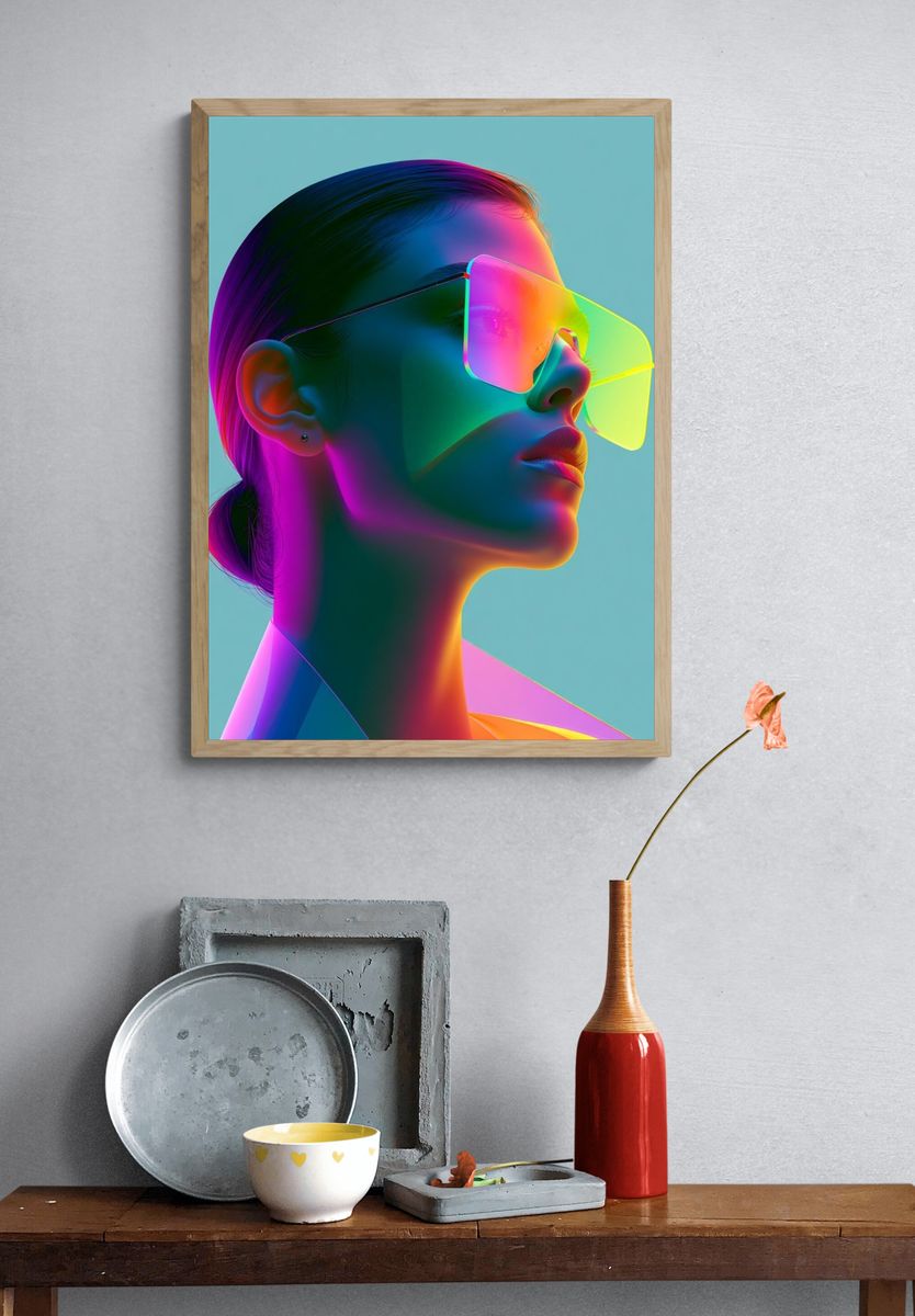 Neon Portrait Fashion Print. — room view 3