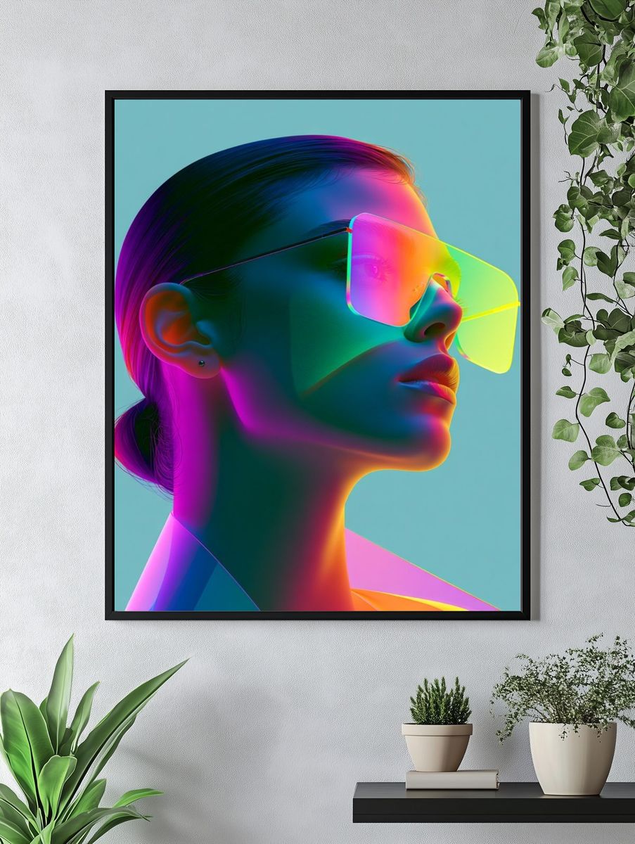 Neon Portrait Fashion Print. — room view 4