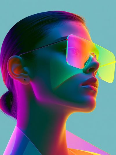Neon Portrait Fashion Print.
