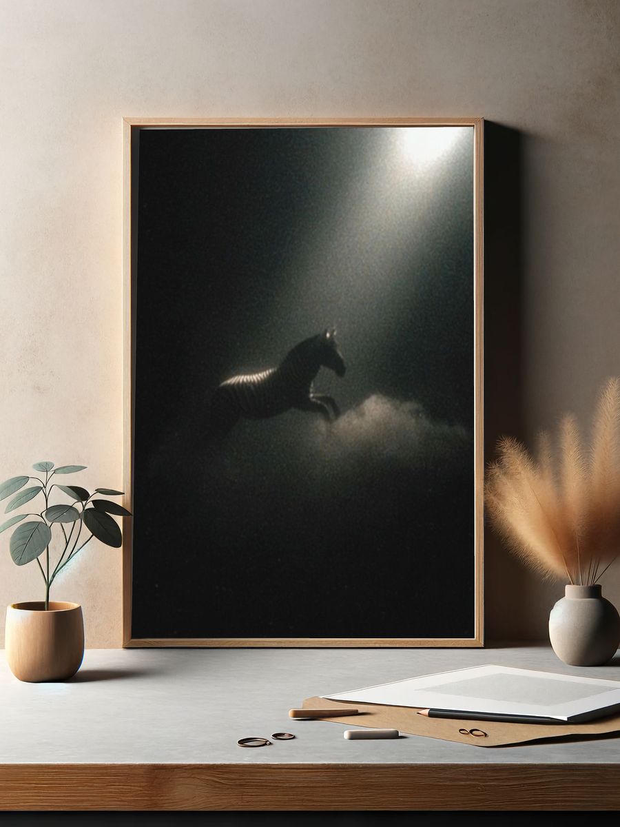 Shadow Horse in Fog Photography Poster. — room view 2