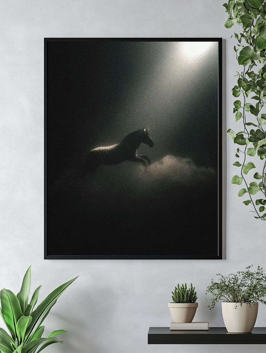 Shadow Horse in Fog Photography Poster. — room view 4