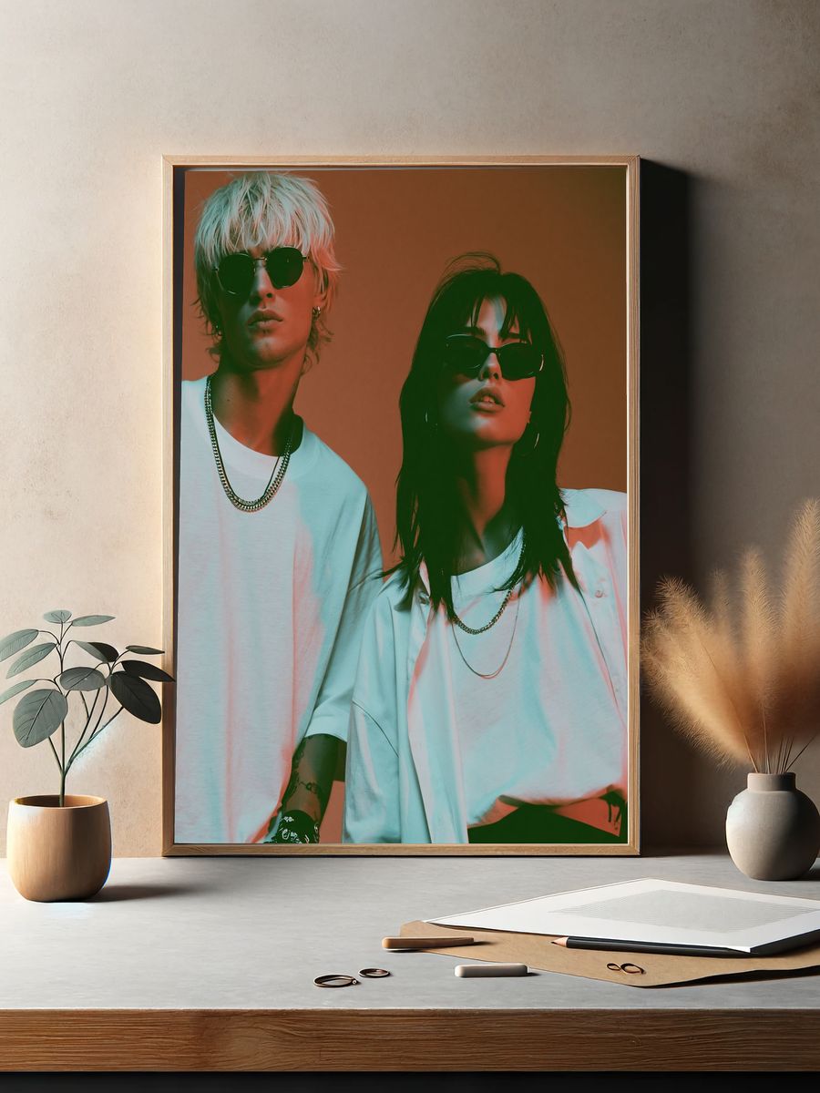 Neon Duo Portrait Poster. — room view 2