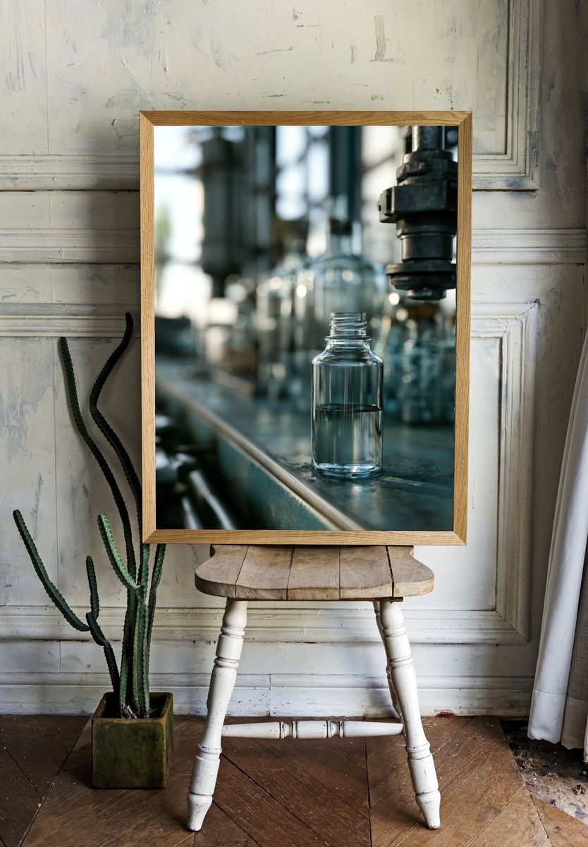 Glass Bottle Factory Photography Poster. room preview