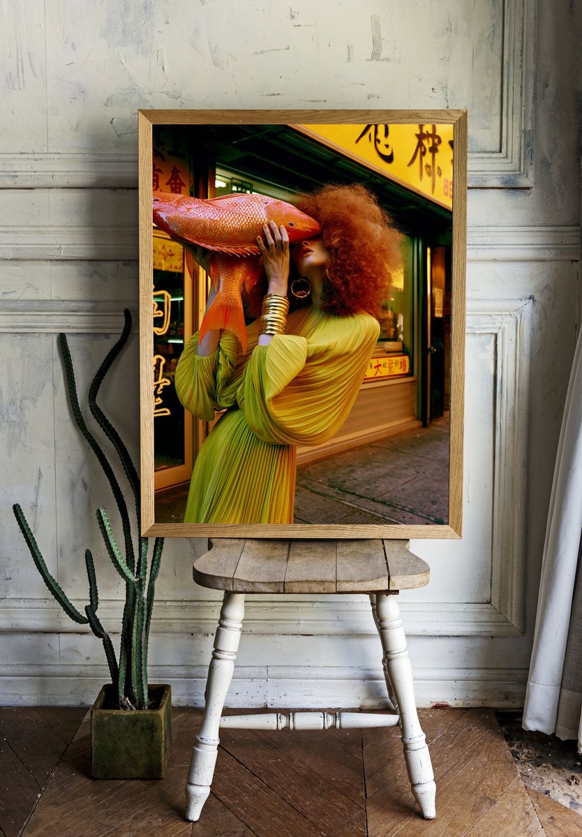 Surreal Fish Portrait Poster. room preview