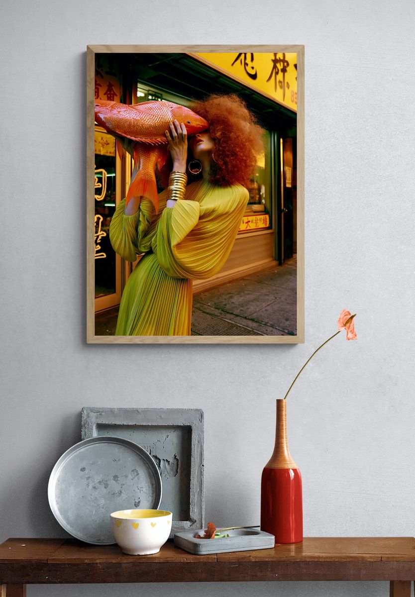 Surreal Fish Portrait Poster. — room view 3