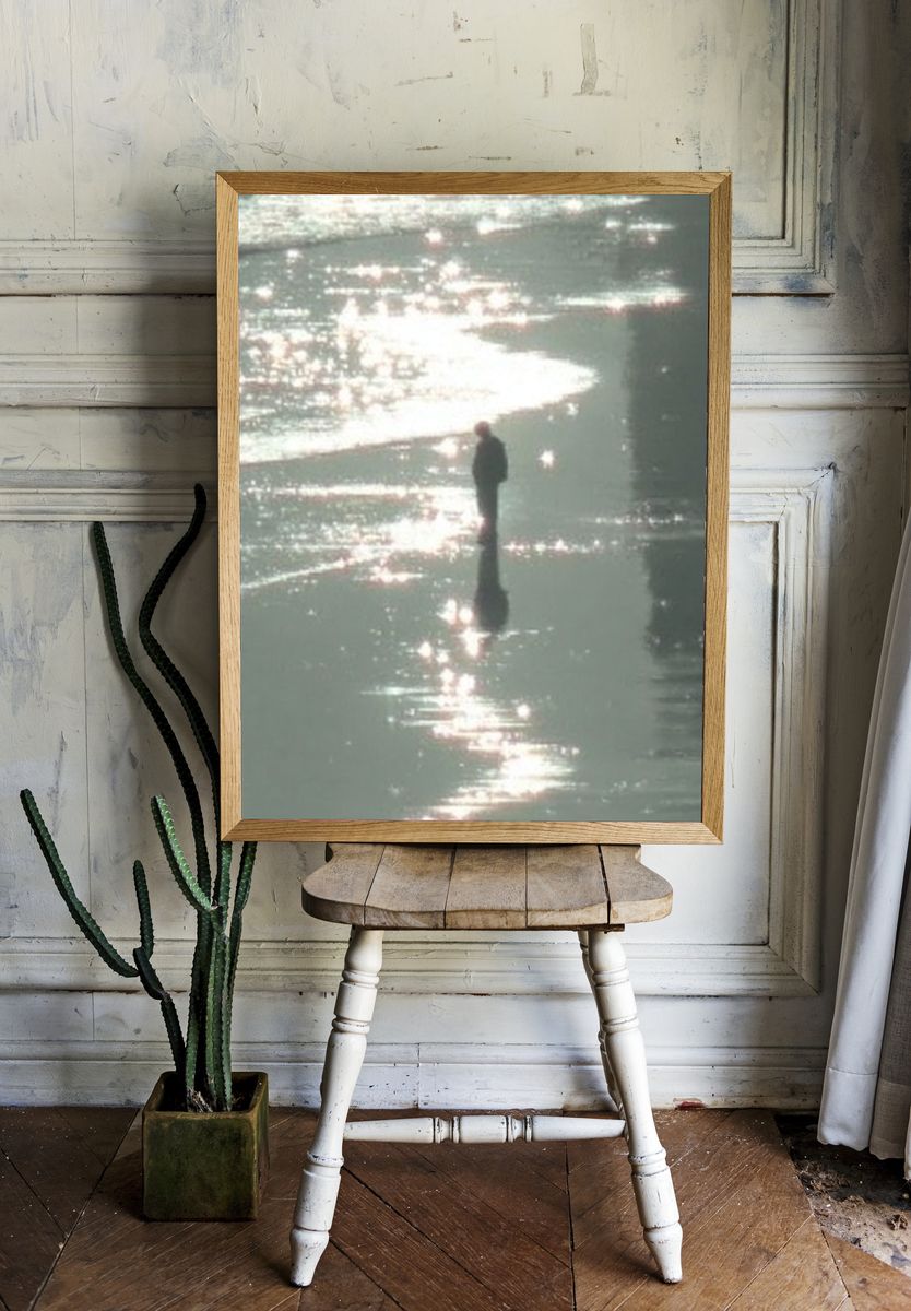 Solitary Figure on Water Photography Poster. room preview