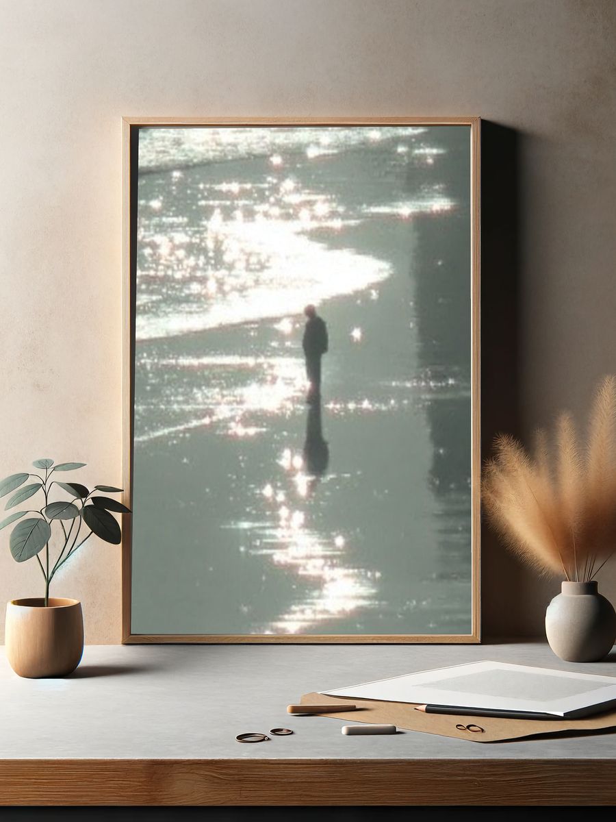 Solitary Figure on Water Photography Poster. — room view 2