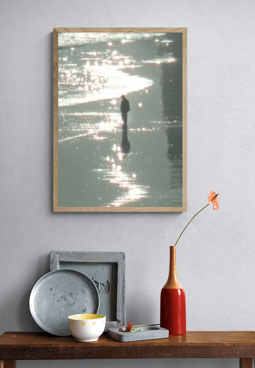 Solitary Figure on Water Photography Poster. — room view 3