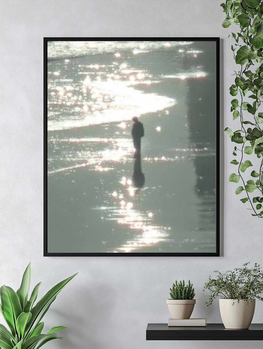 Solitary Figure on Water Photography Poster. — room view 4