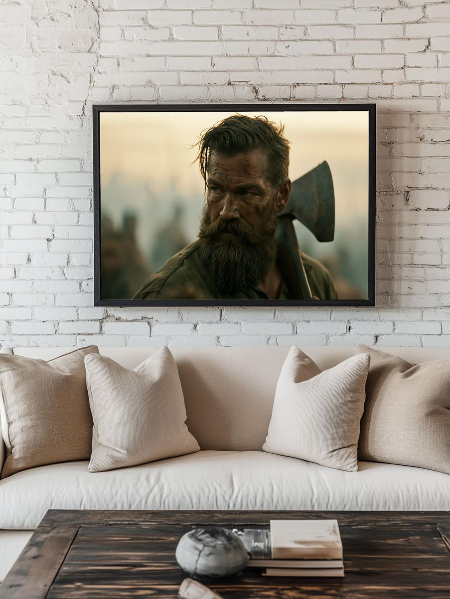 Bearded Woodsman Portrait Print. room preview