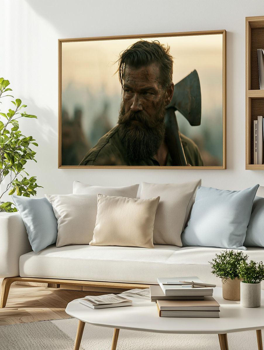 Bearded Woodsman Portrait Print. — room view 2