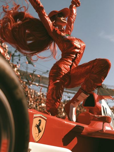 Ferrari Victory Pose Photography Poster.