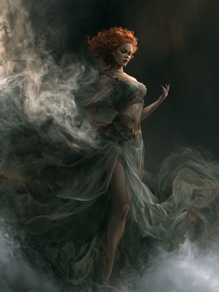 Mystic Red-Haired Woman Photography Poster. poster detail