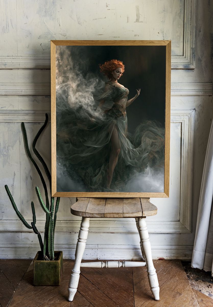 Mystic Red-Haired Woman Photography Poster. room preview