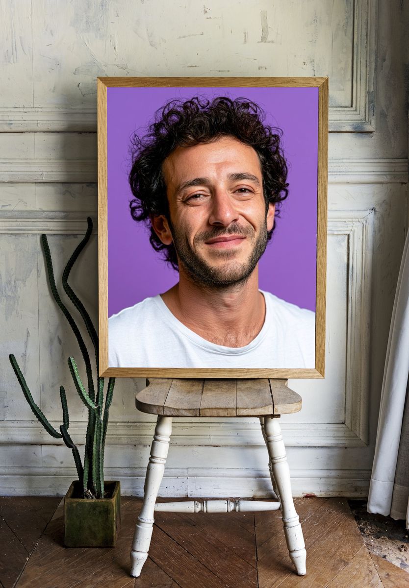 Curly-Haired Portrait Photography Poster. room preview