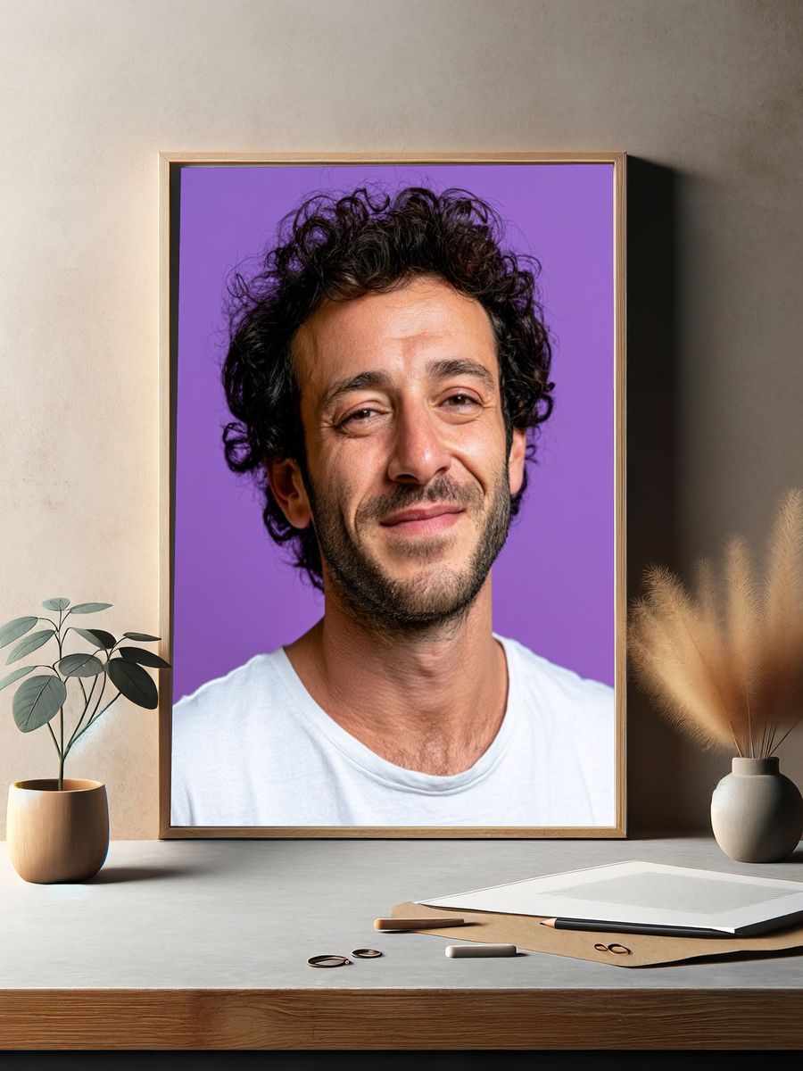Curly-Haired Portrait Photography Poster. — room view 2