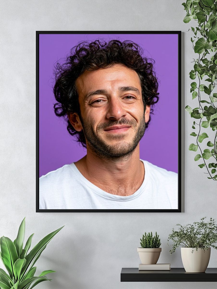 Curly-Haired Portrait Photography Poster. — room view 4