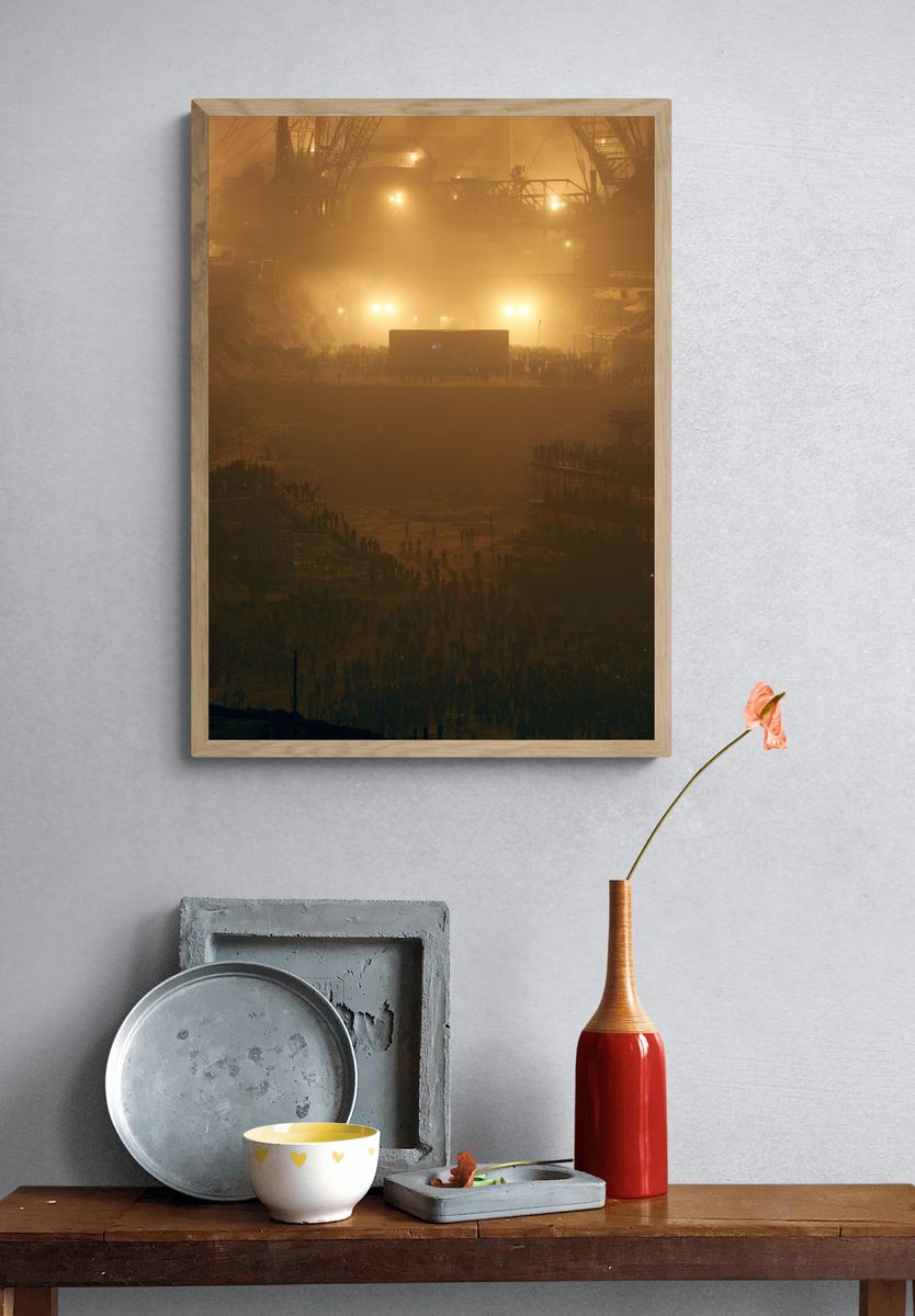 Industrial Nightscape Photography Poster. — room view 3