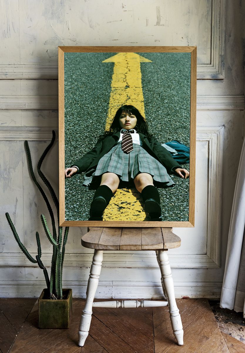 Schoolgirl Road Arrow Photography Poster. room preview