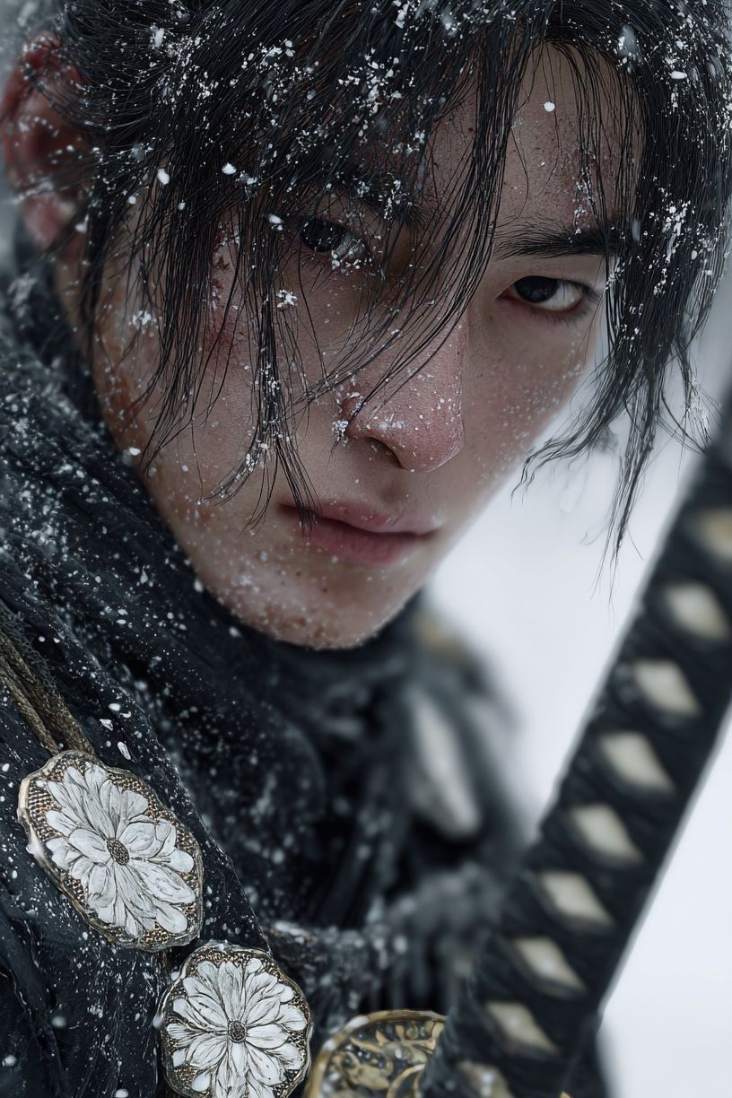 Snowbound Samurai Portrait Print. poster — photography art