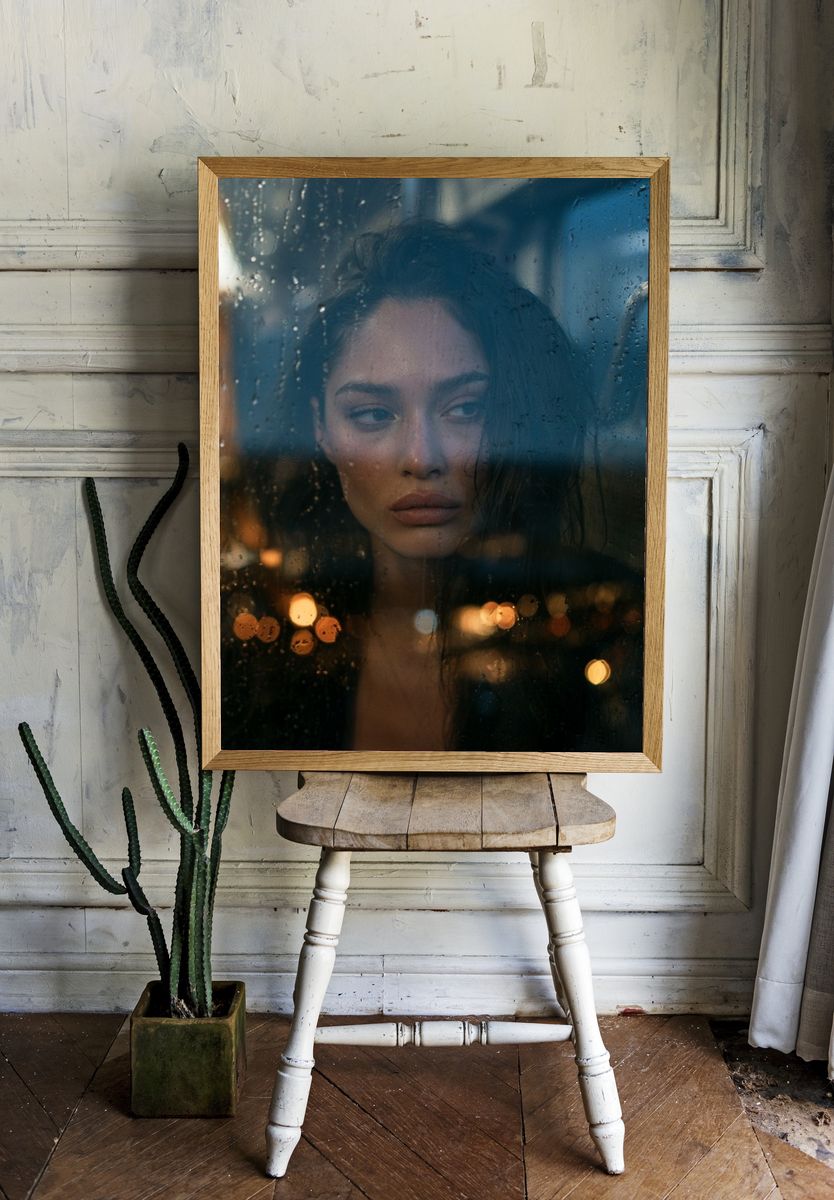 Rainy Window Portrait Poster. room preview