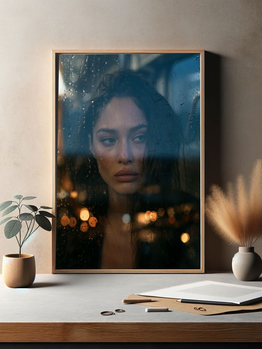 Rainy Window Portrait Poster. — room view 2