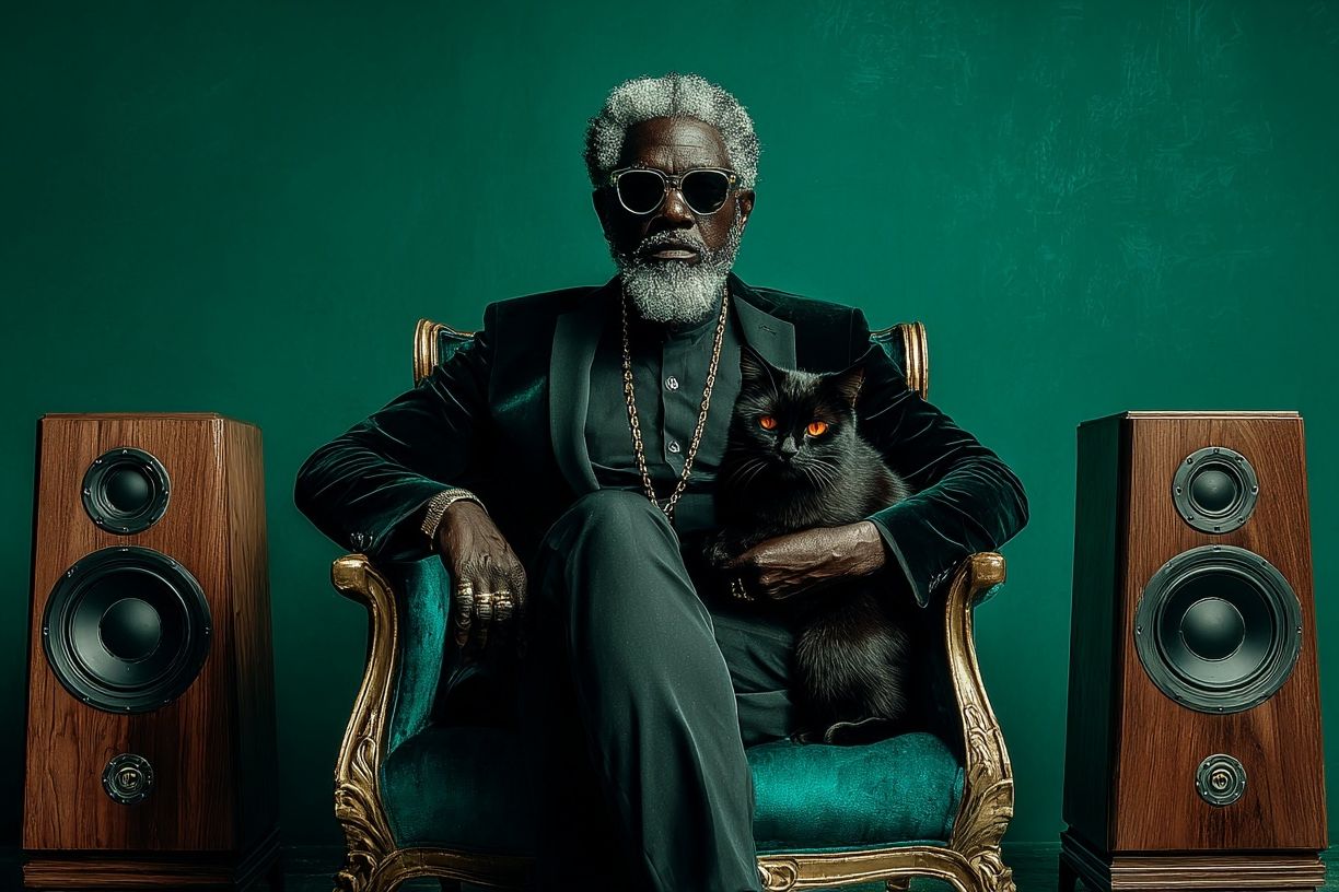 Regal Man with Black Cat Photography Poster. poster — photography art