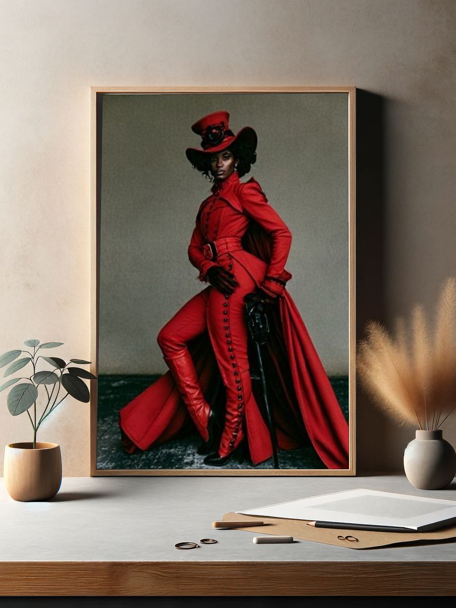 Red Couture Portrait Poster. — room view 2