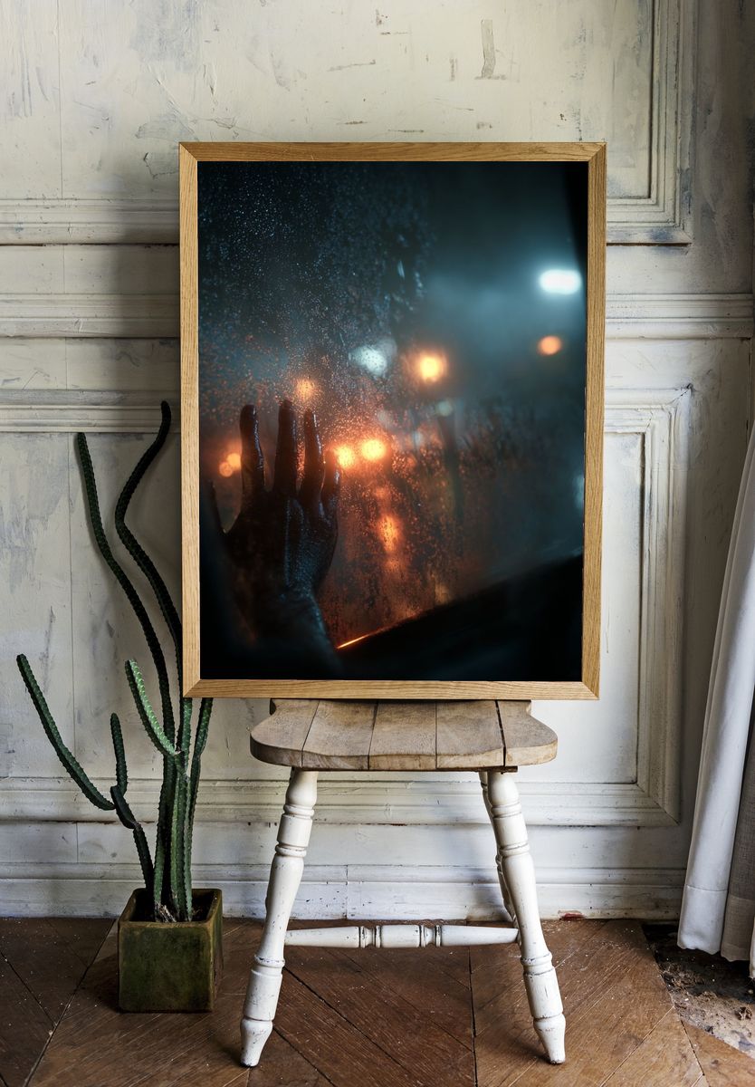Hand on Foggy Window — Photography Print. — room view 1