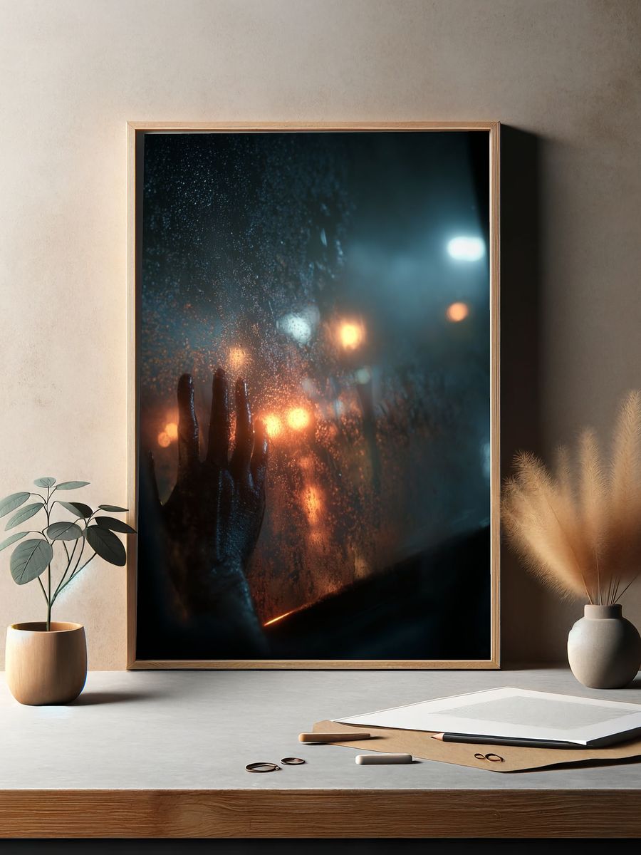 Hand on Foggy Window — Photography Print. — room view 2