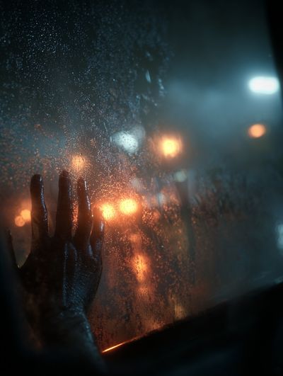 Hand on Foggy Window — Photography Print. poster