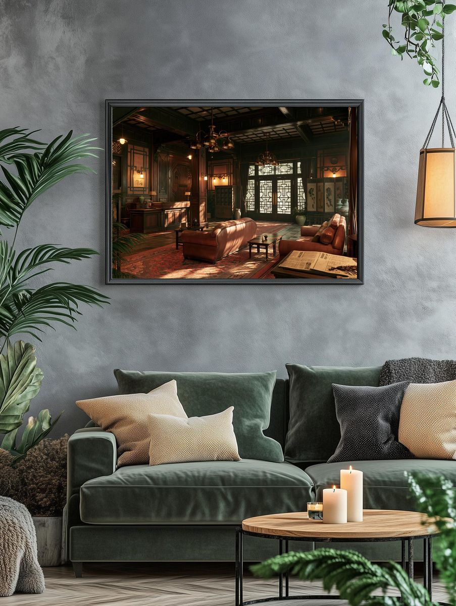 Oriental Lounge Interior Photography Poster. — room view 4