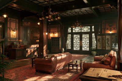Oriental Lounge Interior Photography Poster. poster