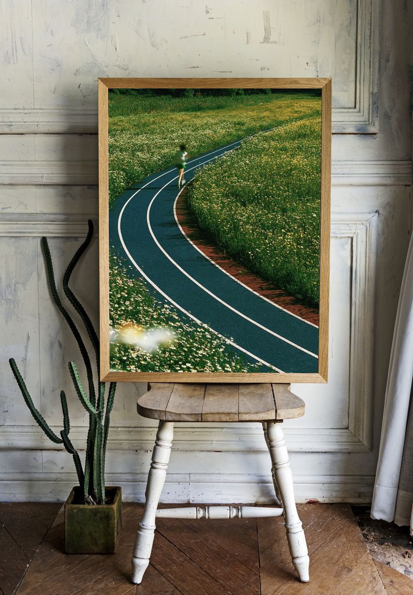 Curving Meadow Path Photography Poster. — room view 1