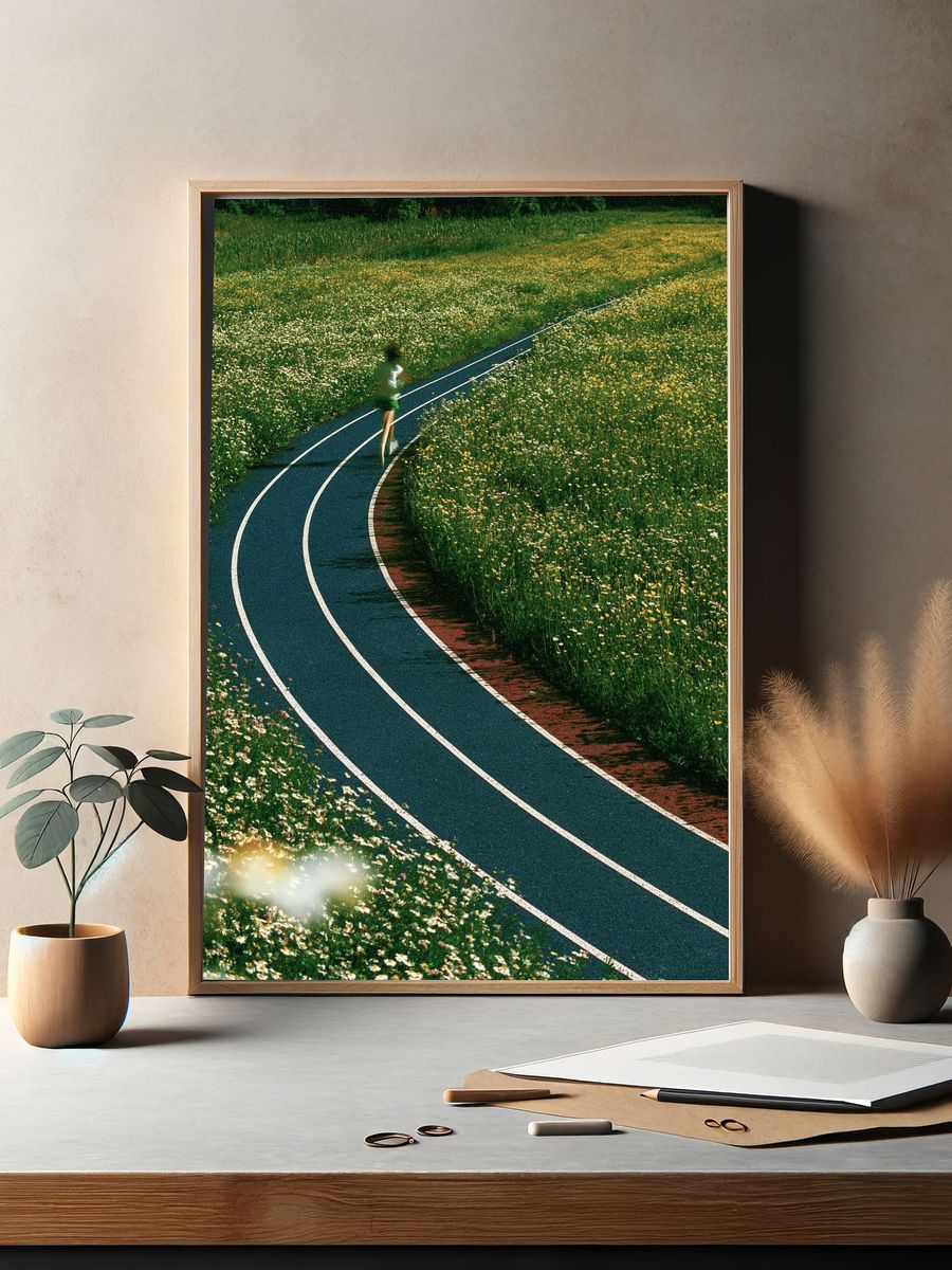 Curving Meadow Path Photography Poster. — room view 2
