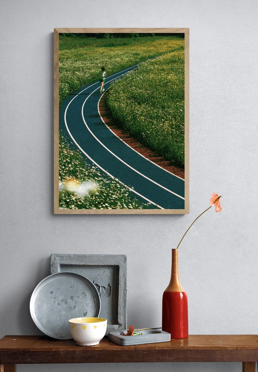 Curving Meadow Path Photography Poster. — room view 3