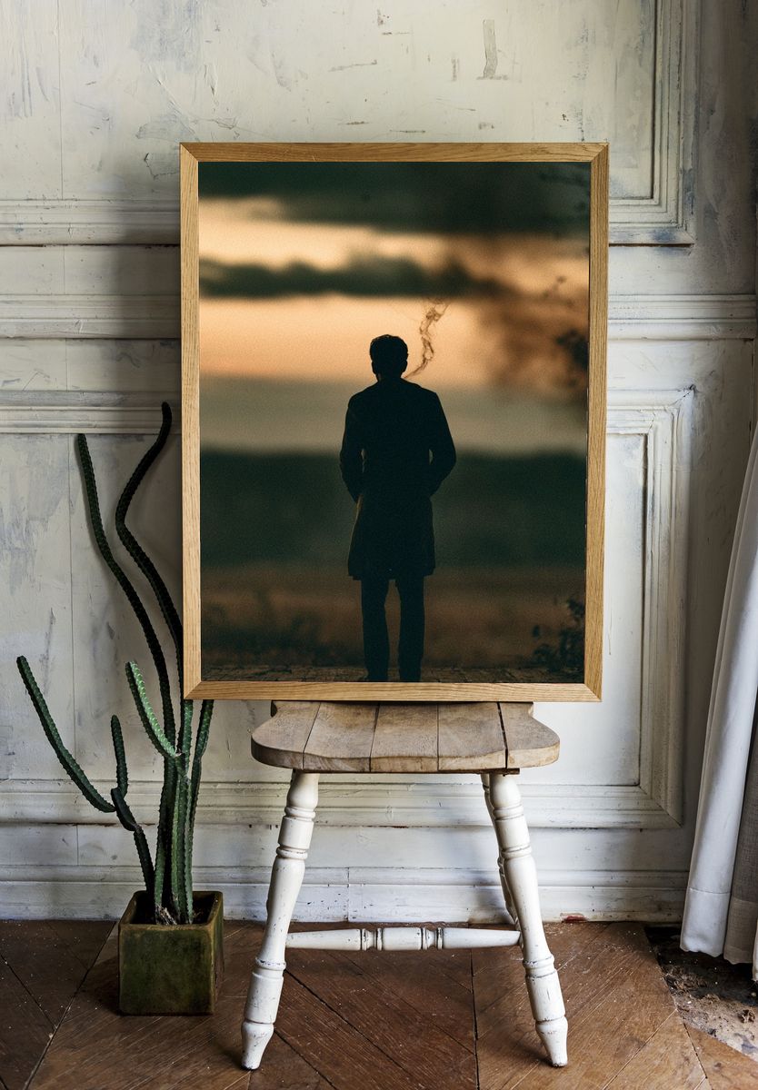 Solitary Figure at Sunset Photography Poster. room preview