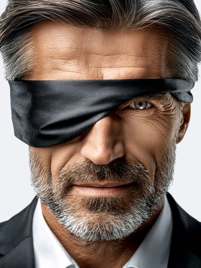 Blindfolded Man Portrait Print.