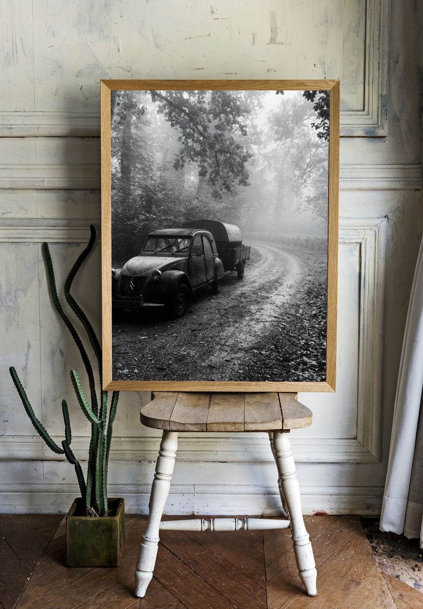 Vintage Citroën Forest Road Print. — room view 1